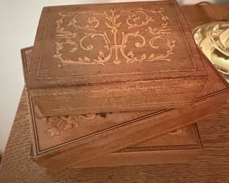 Antique Decorative Wooden Boxes with Monogram