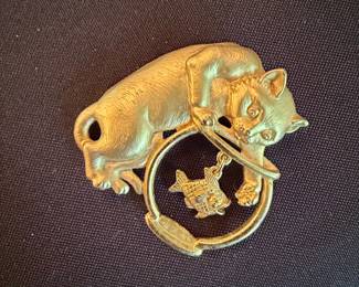 Vintage JJ Jonette Cat and Fishbowl Brooch