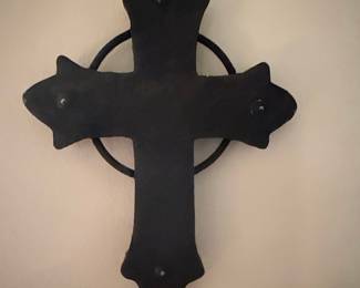 Rustic Cast Iron Cross with Circle Backing