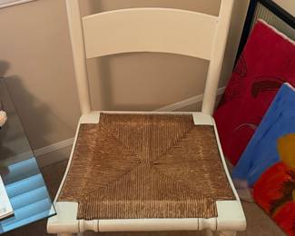 Vintage Hitchcock Style Stenciled Rush Seat Side Chair