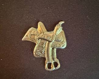 Sterling Silver Western Saddle Pin Brooch