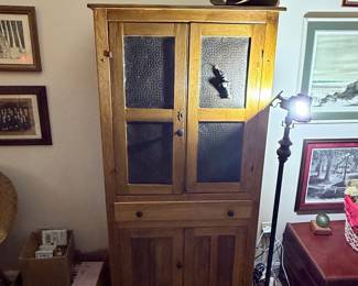 Antique Oak Pie Safe with Textured Doors