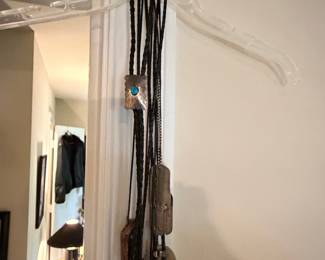 Assorted Bolo Ties and Necklaces, including Native American Turquoise Bolo Tie