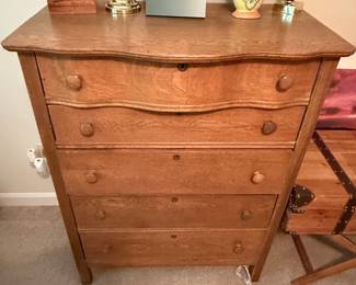 Antique Tiger Oak Serpentine Front Dresser