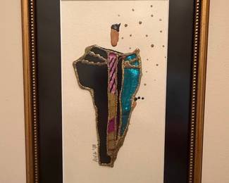 Abstract Figural Artwork with Glitter Embellishments