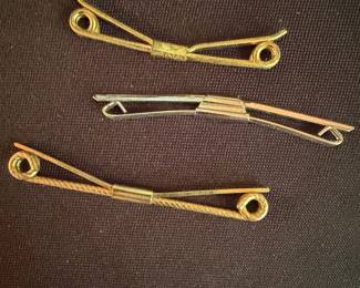 Vintage Tie Clip and Collar Bar Set with Twisted Rope Detail