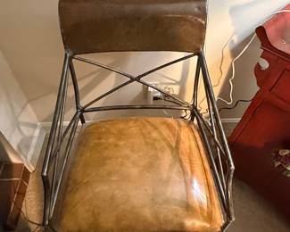 Ilana Goor Style Wrought Iron and Leather Armchair