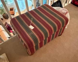 Striped Upholstered Storage Ottoman