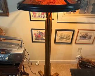 Arts and Crafts Mission Style Floor Lamp with Mica Shade