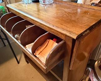 Oak Drop-Leaf Sideboard with Mail Sorter Compartments