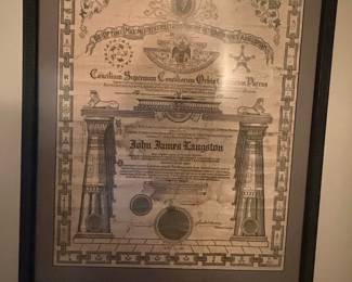 Scottish Rite Masonic Degree Certificate for John James Langston, 32nd Degree