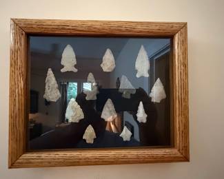 Framed Collection of Native American Arrowheads
