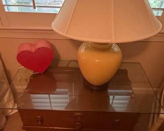 Vintage Steamer Trunk Side Table with Glass Top