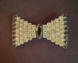 Bow Tie Brooch with Rhinestones