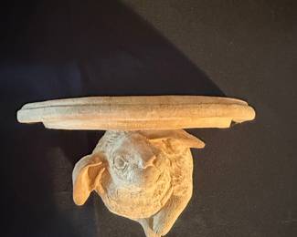 Carved Wood Shelf with Animal Head Support