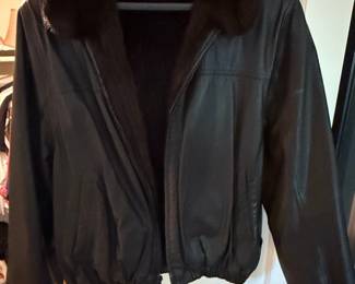 Wilsons Leather Men's Reversible Mink Fur and Leather Bomber Jacket
