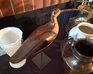 Carved Wooden Curlew Sculpture