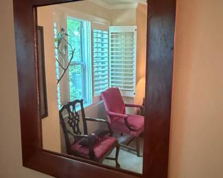 Dark Wood Framed Wall Mirror