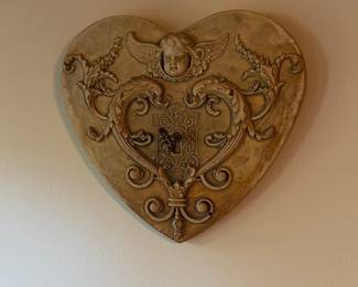 Cherub Heart Wall Plaque with Keyhole