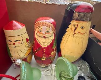 Vintage Hand-Painted Matryoshka Dolls - Santa Claus Theme