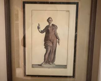 Engraving of a Classical Statue (likely Venus) by Claude Mellan