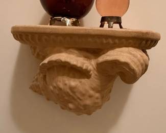 Vintage Cherub/Face Wall Shelf with Crystal Balls