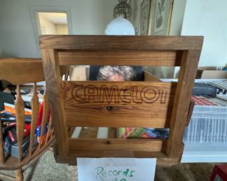 1980s Vintage wooden record crate from Camelot Music