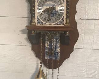 Vintage Franz Hermie Delft Style wall clock from Holland