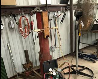 Pneumatic car lift, shop fans, oxy-ace cutting rig