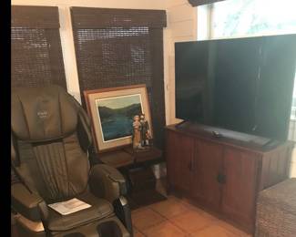 Large smart TV, Credenza, night stands, massage chair