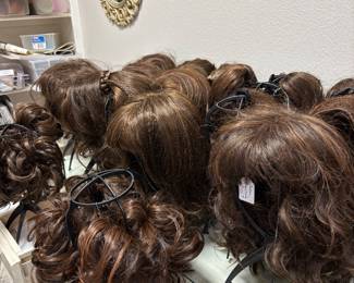 Fashionable wigs and ponytails and extensions
