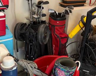 Golf Club Set with Two Bags and Assorted Garage Items