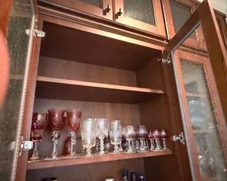 Assorted Vintage Colored and Clear Crystal Stemware Set