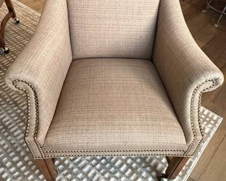 Transitional Accent Chair with Nailhead Trim and Casters