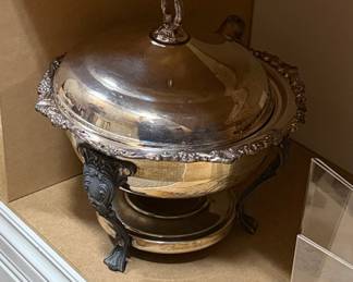 Silver Plated Footed Chafing Dish with Lid by Sheridan