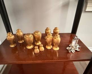 22K Gold Plated Porcelain Salt and Pepper Shakers