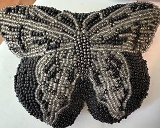 Vintage Beaded Butterfly Coin Purse/Mini Pouch