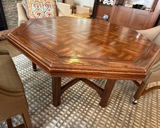 Octagonal Oak Parquet Top Dining Table