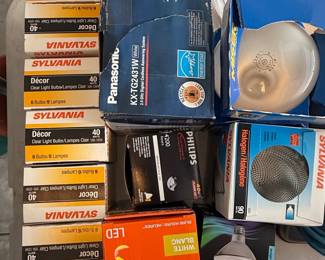 Assorted Household Light Bulbs and Panasonic Cordless Phone Lot