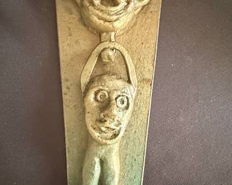 Vintage Brass Figural Door Knocker - Imp/Jester