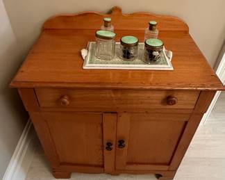 Antique Primitive Pine Dry Sink Cabinet