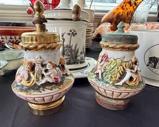 Vintage Italian Capodimonte Figural Cherub Salt and Pepper Mills