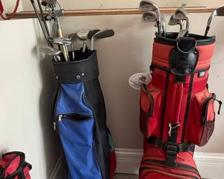Vintage Golf Equipment Assortment with Budweiser Golf Bag
