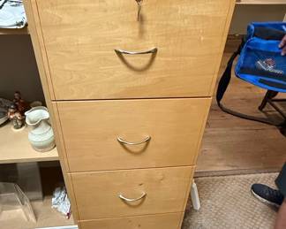 Light Wood 4-Drawer Filing Cabinet