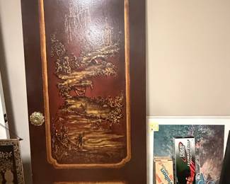Vintage Chinoiserie Decorated Door Panel