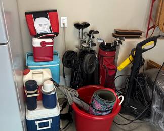 Golf Club Set with Bags and Coolers and Karcher Pressure Washer