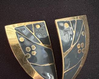 Vintage 1980s Geometric Shield Earrings
