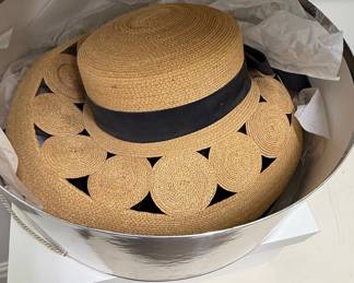 Eugenia Kim Mirabel Natural Straw Sun Hat with Black Ribbon and Cut-out Details