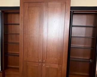 Custom Cherry Wood Entertainment and Display Wall Unit