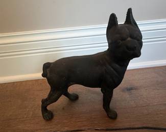 Vintage Cast Iron Boston Terrier Doorstop by Hubley